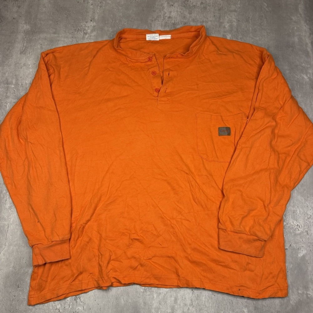 Rasco FR Long Sleeve Shirt Mens 2XL Flame Resistant Orange Vintage Henley Work